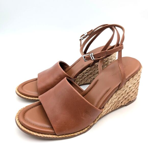 Nordstrom Arlene Ankle Strap Wedge Sandal Women's Brown Size US9.5 EU40.5 - Picture 1 of 10
